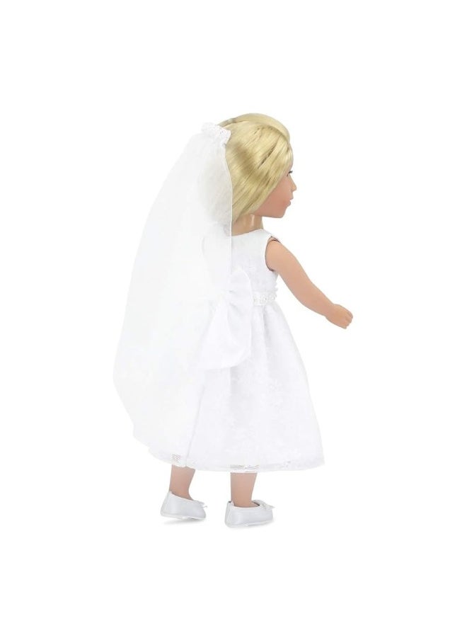 Emily Rose Emily Rose 14 Inch Doll Clothes| Beautiful 3 Piece Bridal First Communion Dress Outfit , Including Veil and Satiny Shoes! | Fits Most Hard-Bodied 14" Dolls  - Image 1