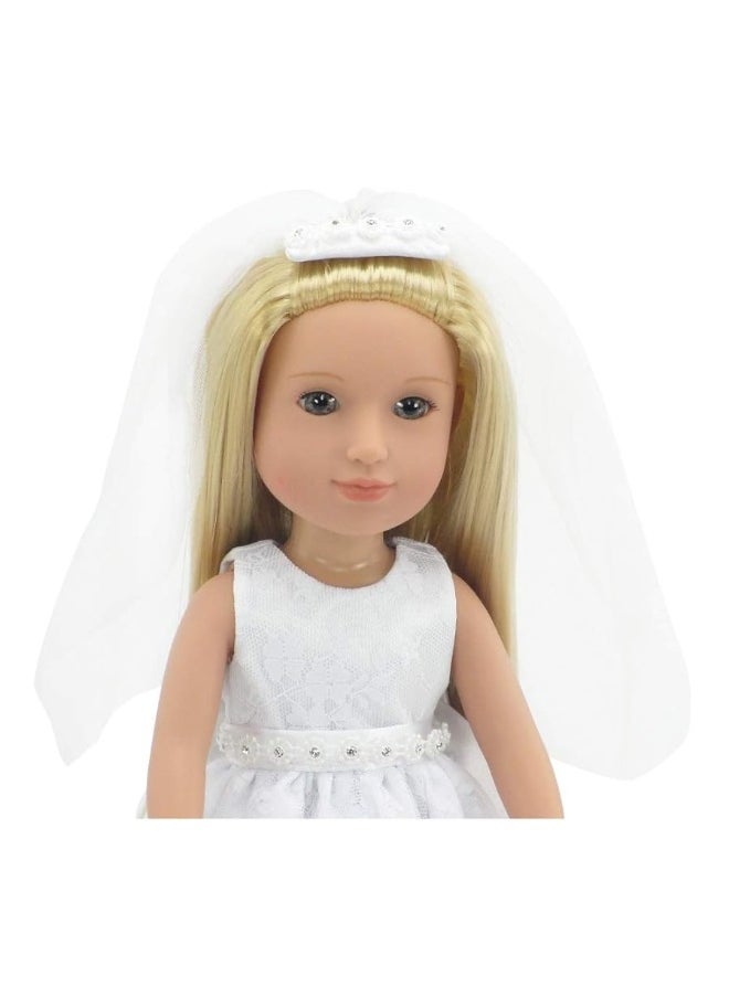 Emily Rose Emily Rose 14 Inch Doll Clothes| Beautiful 3 Piece Bridal First Communion Dress Outfit , Including Veil and Satiny Shoes! | Fits Most Hard-Bodied 14" Dolls  - Image 3