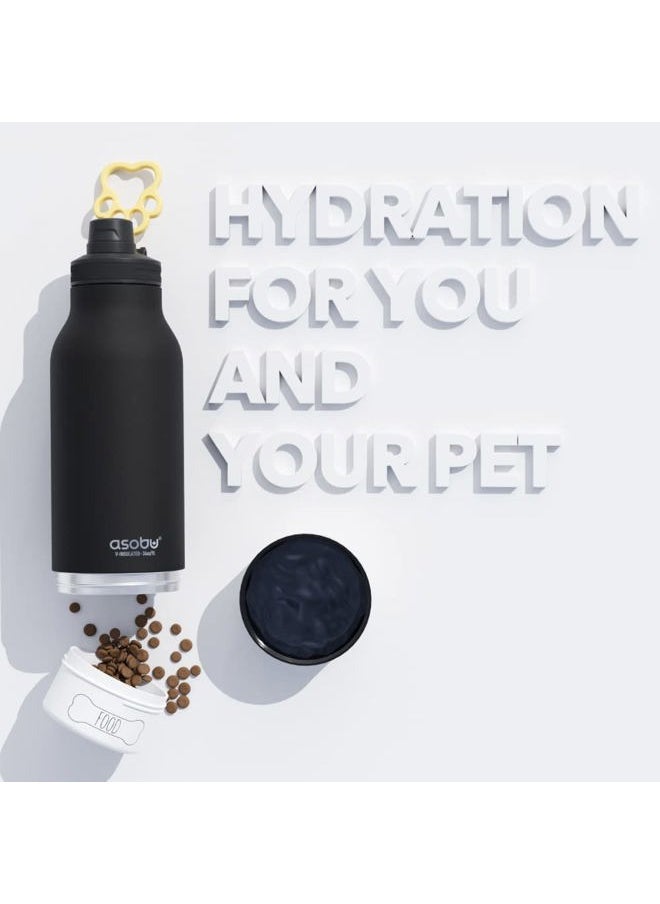 asobu - Dog Barky Bottle a Stainless Steel Insulated Water Bottle for a Human with 2 Removable Dog Bowls for Water, Food, and Treat Storage (Black) - Image 1