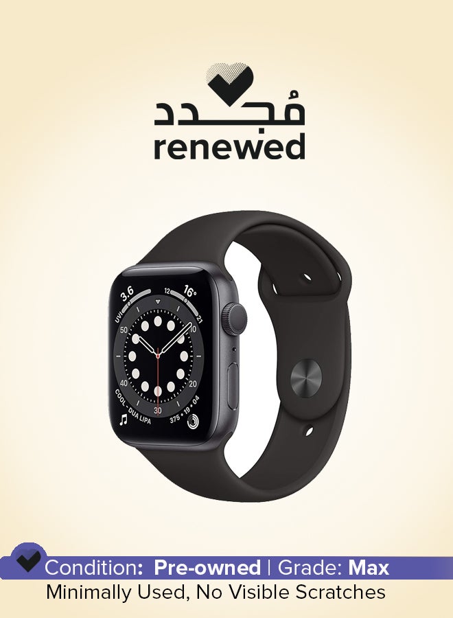 Apple Renewed - Watch Series 6 GPS 44mm Space Grey Aluminium Case With Black Sport Band Black - Image 1