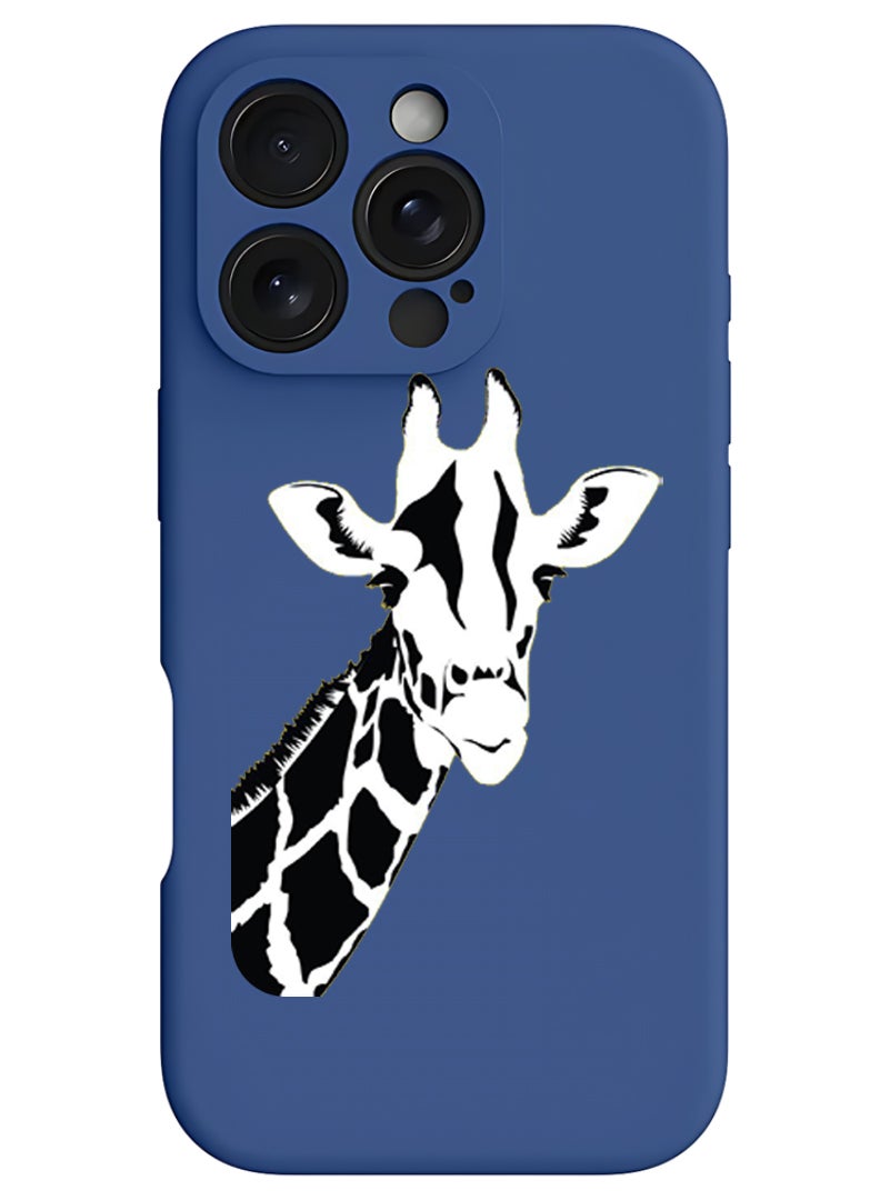 Theodor iPhone 16 Pro Blue Protective Slim Fit Case Liquid Silicone Cover with Full Body Protection Anti-Scratch Shockproof Case For iPhone - Giraffe - Image 1