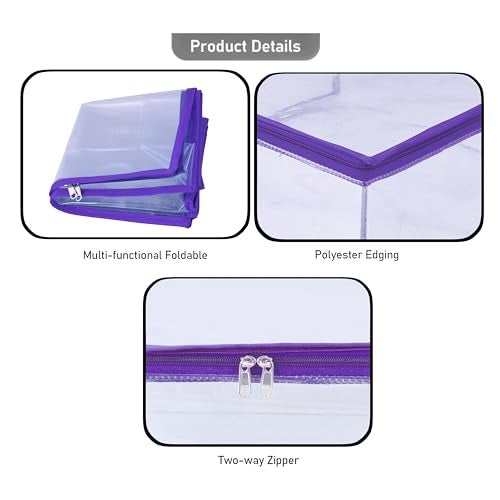 MBW Clothes Organiser for Wardrobe, Saree Covers with zip, Saree Organizer for Wardrobe, Clothes Storage Bag, Saree Bags Storage, Saree Covers for Storage, Transparent (Purple - Pack of 6) - Image 4
