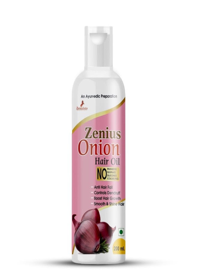 Zenius Onion Hair Oil, Ayurvedic Anti Hair Fall Treatment, Controls Dandruff, Boosts Growth, No Parabens, 200ml Pack Of 1 - Image 1