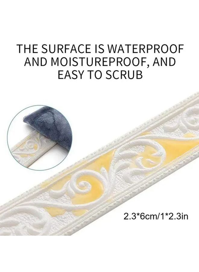 Gray 3D Floral Peel and Stick Baseboard Waterproof Self Adhesive Wallpaper Trim - Image 4
