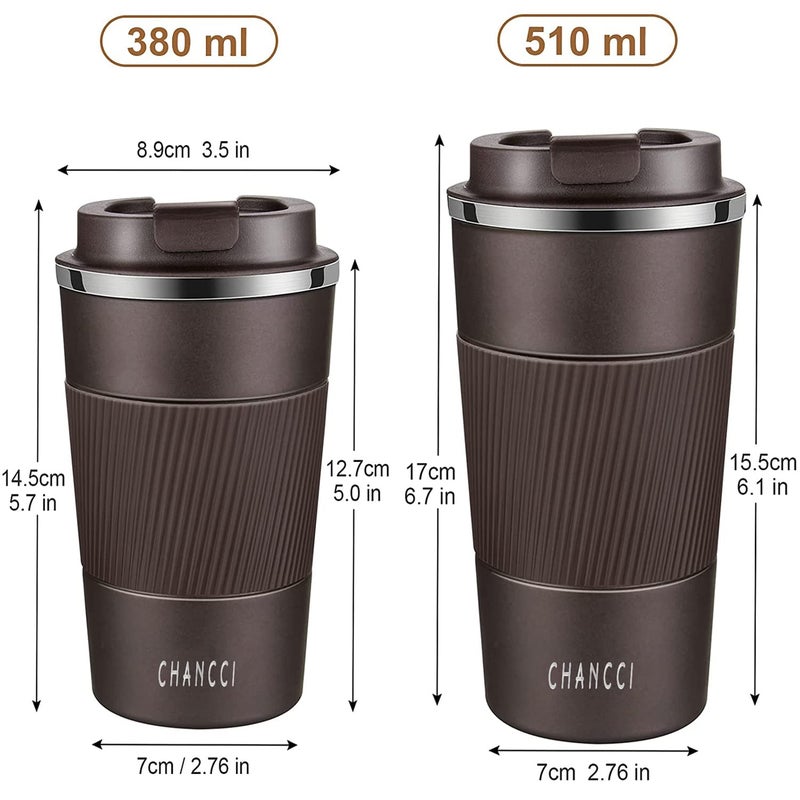 CHANCCI Travel Coffee Mug Spill Proof Leakproof 16 oz Insulated Coffee Mug with Screw Lid, Stainless Steel Vacuum Tumbler Reusable Thermal Coffee Cup to go for Hot and Cold Drinks -510ml, Brown - Image 5