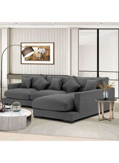 Al Home 4 Seater L-shape Sofa 90×180×250 Cm - Grey Linen  - Image 1