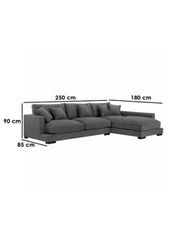 Al Home 4 Seater L-shape Sofa 90×180×250 Cm - Grey Linen  - Image 2