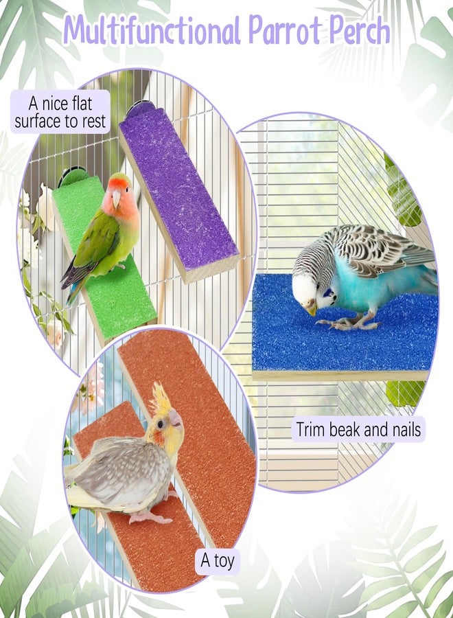 Hamiledyi Hamiledy Colorful Bird Perches Wooden Paw Grinding Board Parakeets Stand Platform Bird Chewing Toys Cage Accessories for Budgies Cockatiels Conure Lovebirds Parrots Hamsters(8 Pcs) - Image 5