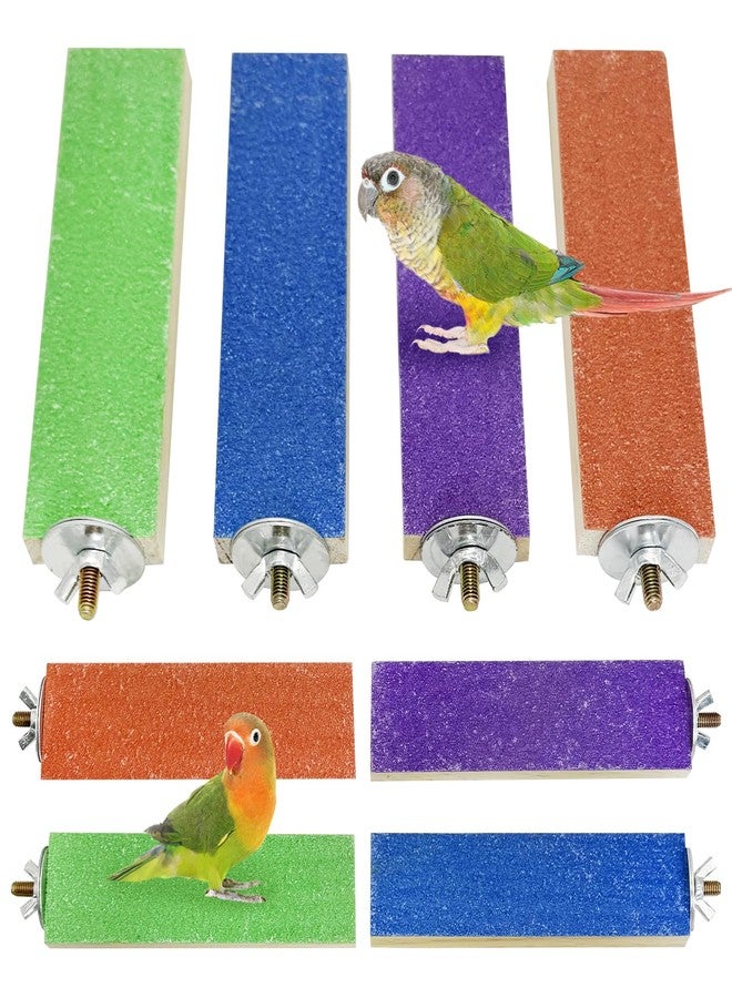 Hamiledyi Hamiledy Colorful Bird Perches Wooden Paw Grinding Board Parakeets Stand Platform Bird Chewing Toys Cage Accessories for Budgies Cockatiels Conure Lovebirds Parrots Hamsters(8 Pcs) - Image 1