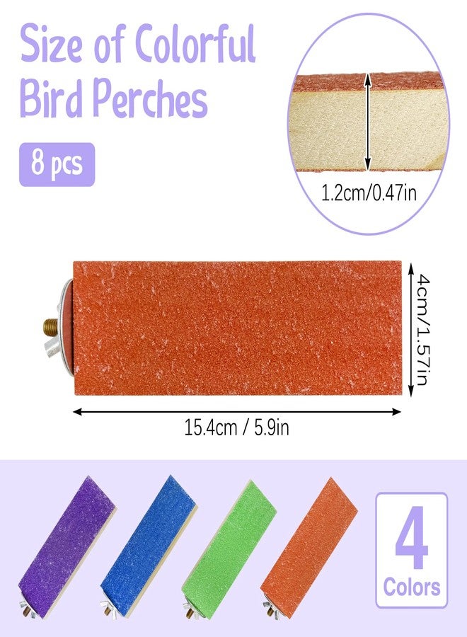 Hamiledyi Hamiledy Colorful Bird Perches Wooden Paw Grinding Board Parakeets Stand Platform Bird Chewing Toys Cage Accessories for Budgies Cockatiels Conure Lovebirds Parrots Hamsters(8 Pcs) - Image 2