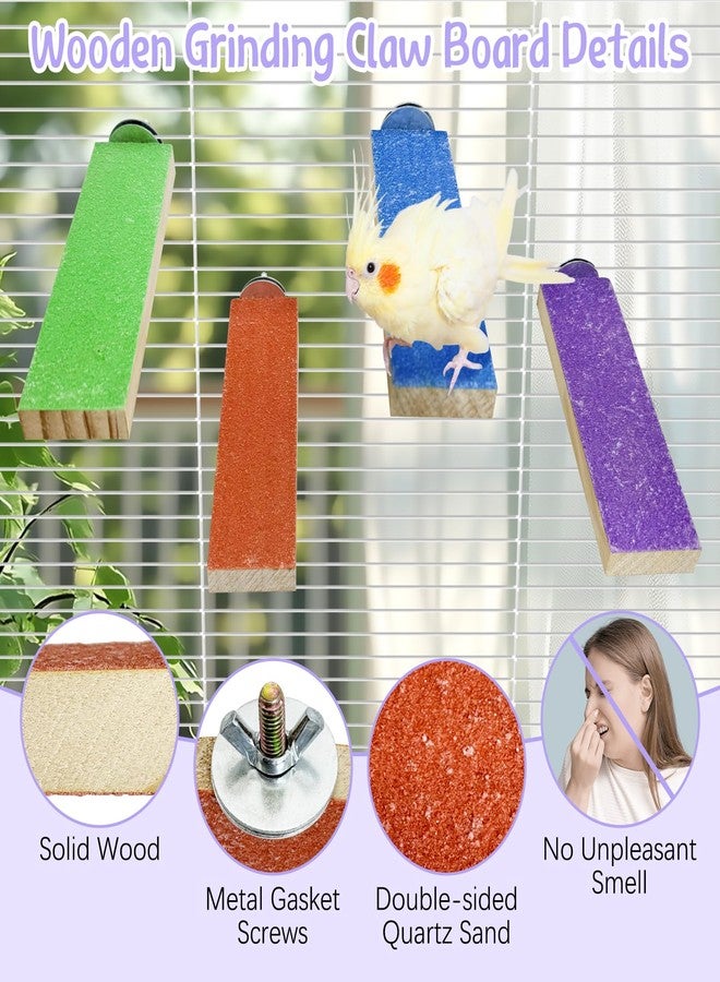 Hamiledyi Hamiledy Colorful Bird Perches Wooden Paw Grinding Board Parakeets Stand Platform Bird Chewing Toys Cage Accessories for Budgies Cockatiels Conure Lovebirds Parrots Hamsters(8 Pcs) - Image 3