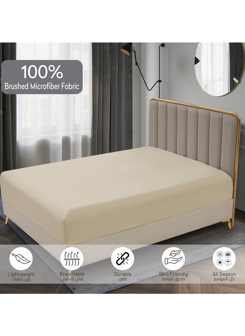 Donetella Bedding Fitted Sheet - Fits 200x200 Cm For Super King Bed - 3 Pcs (1 Fitted Sheet and 2 Pillowcases) - 35 Cm Deep Pocket - Solid Bed Sheet  - Image 5