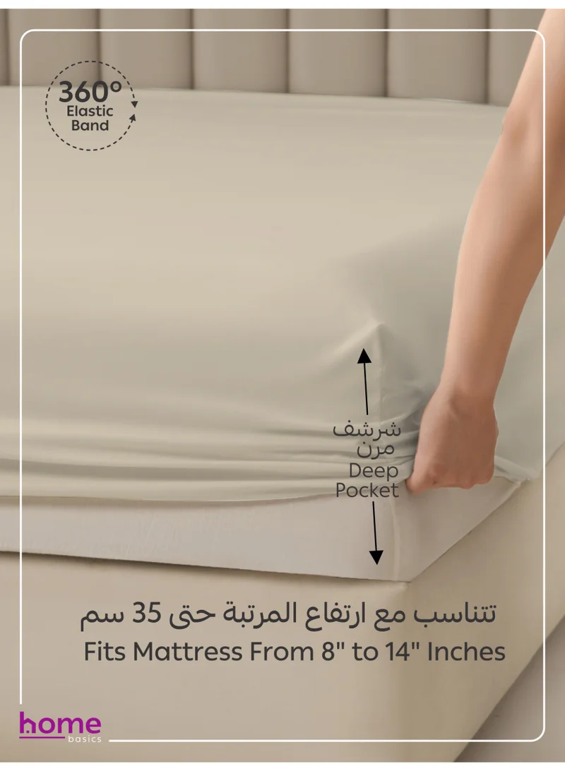 Donetella SUPER KING (200x200cm) Bedding Fitted Sheet - Fits 200x200 Cm For Super King Bed - 3 Pcs (1 Fitted Sheet and 2 Pillowcases) - 35 Cm Deep Pocket - Solid Bed Sheet  | Best Price UAE