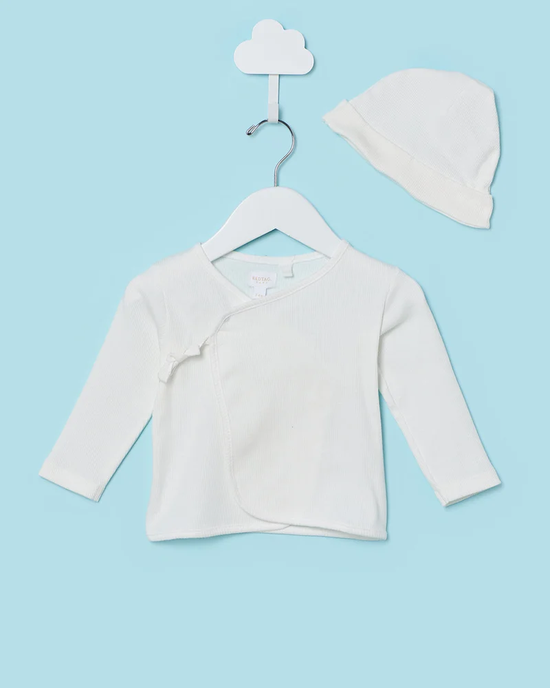 Redtag Baby Ivory Ribbed 3 Piece Night Set