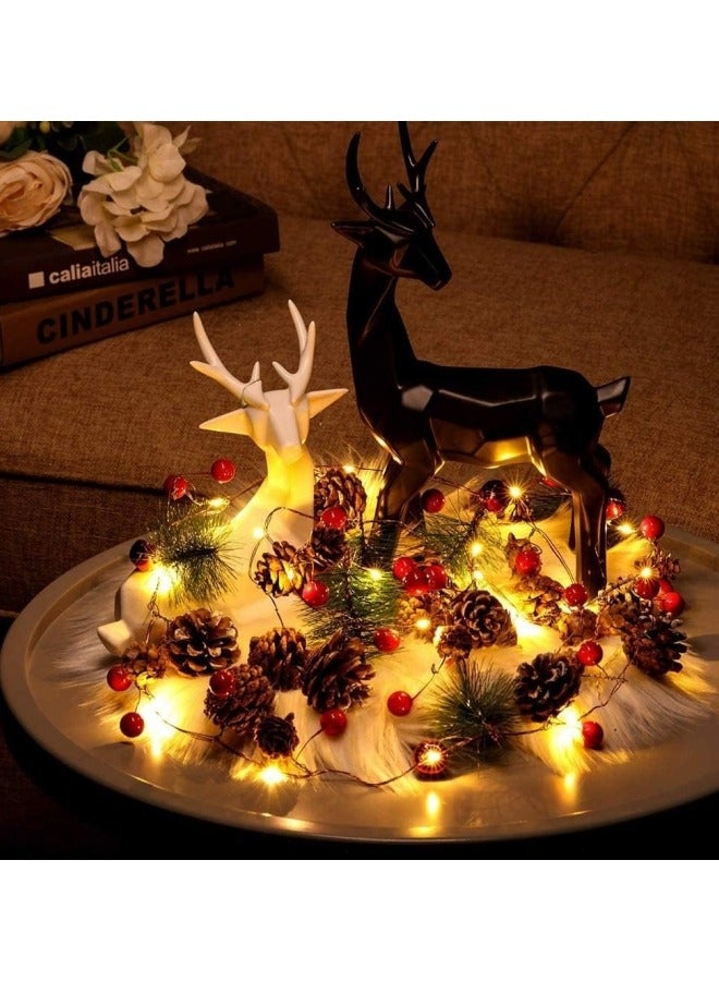 CCOVERY Vacation Pine Cones Garland Wreath Battery Operated LED Fairy String Lights With Festival Ball For Indoor Outdoor Decor Festival Tree Decoration - Image 2