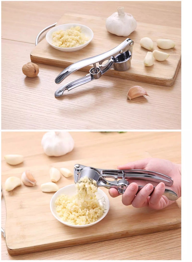 Multi-functional Manual Garlic Press Crusher with Peeler, Stainless Steel & Zinc Alloy - Image 2