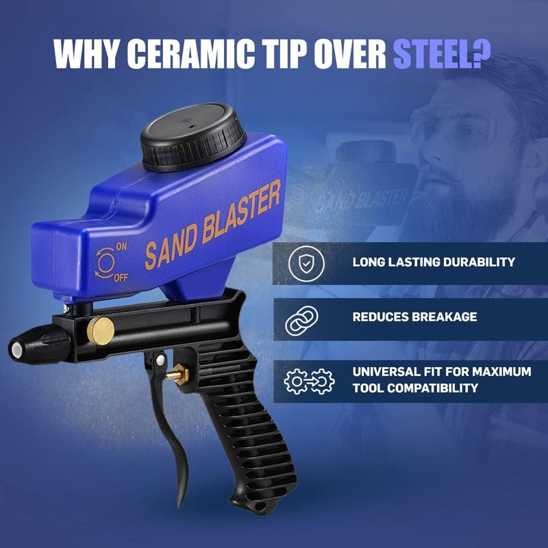 LE LEMATEC LE LEMATEC Sand Blaster Gun Kit for Air Compressor, Portable Abrasive Media Blaster for Cleaning, Paint & Rust Removal, Works with Aluminum, Sand, Walnut, & Soda, Ideal for Metal & Wood, AS118 Blue  - Image 4