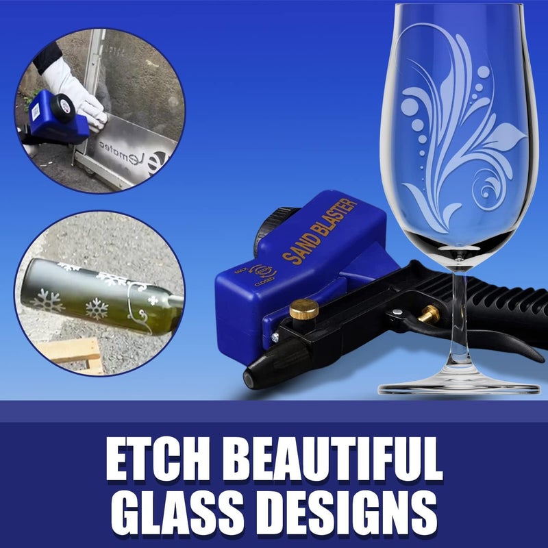 LE LEMATEC LE LEMATEC Sand Blaster Gun Kit for Air Compressor, Portable Abrasive Media Blaster for Cleaning, Paint & Rust Removal, Works with Aluminum, Sand, Walnut, & Soda, Ideal for Metal & Wood, AS118 Blue  - Image 2
