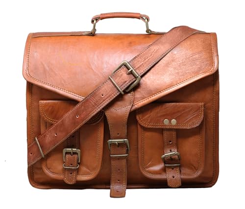 jaald 15 leather messenger bag laptop case office briefcase gift for men computer distressed shoulder bag - Image 1