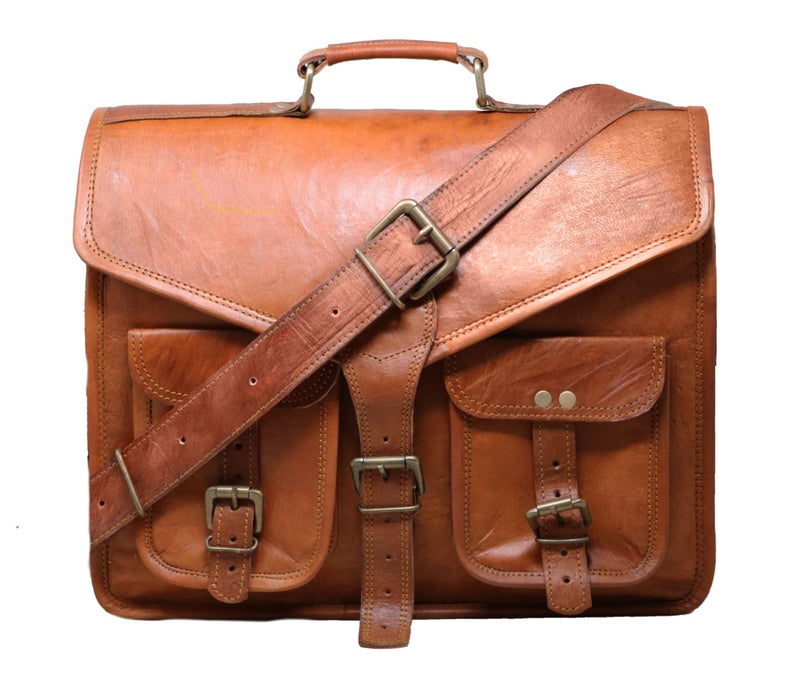 jaald 15 leather messenger bag laptop case office briefcase gift for men computer distressed shoulder bag - Image 2