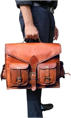 jaald 15 leather messenger bag laptop case office briefcase gift for men computer distressed shoulder bag - Image 3