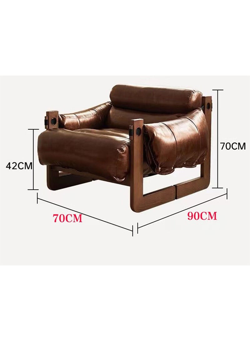 LIMOS Leather Armchair Wood Frame Modern Contemporary Design for Living Room Bedroom - Image 5