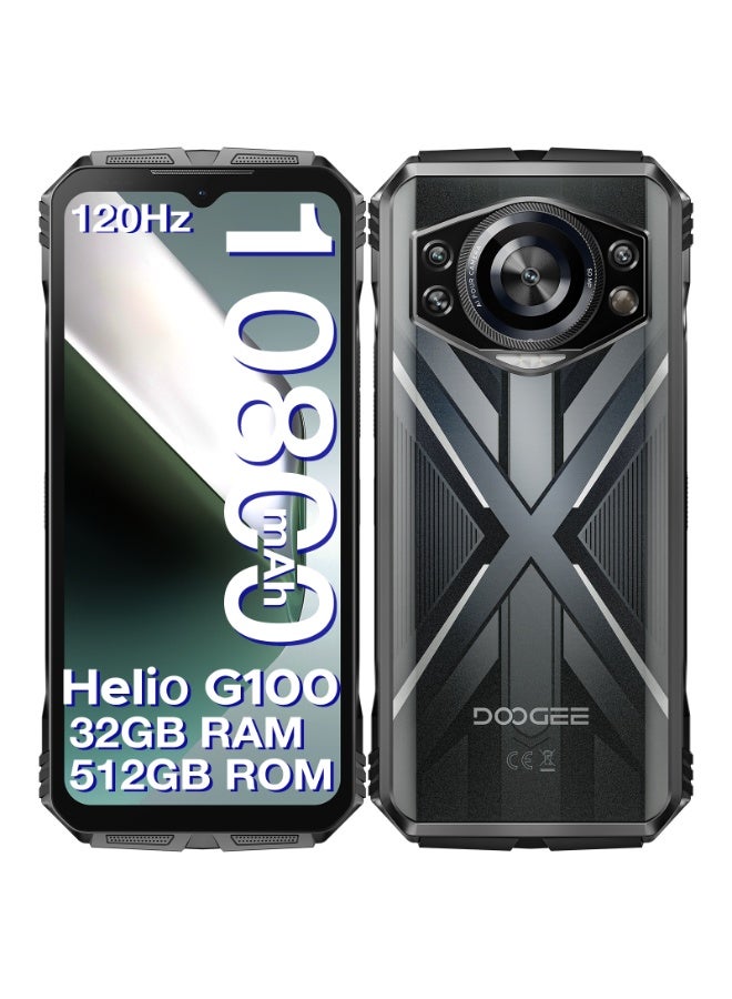 دوجي هاتف DOOGEE S Cyber Pro الذكي المقاوم للصدمات والمفتوح القفل، سعة 32 جيجابايت (12+20 موسعة) + 512 جيجابايت، يعمل بنظام أندرويد 14، وبطارية بسعة 1080800 مللي أمبير، وشاشة مقاس 6.6 بوصة بدقة FHD+ ومعدل تحديث 120 هرتز، ومقاوم للماء، وكاميرا 50 ميجابكسل + 32 ميجابكسل، ومعايير IP68/IP69K، ودعم بطاقتي SIM، وNFC، وOTG، والتعرف على الوجه - Image 1