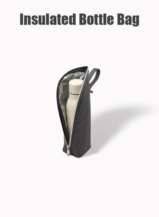 Hanayo 3-Piece Set Baby Diaper Bag Backpack Portable Changing Mat Insulated Bottle Bag Multifunction Mommy Bag with Stroller Strap Multifunctional Backpack for Mom Dad Travel Daily Use(Grey) - Image 3