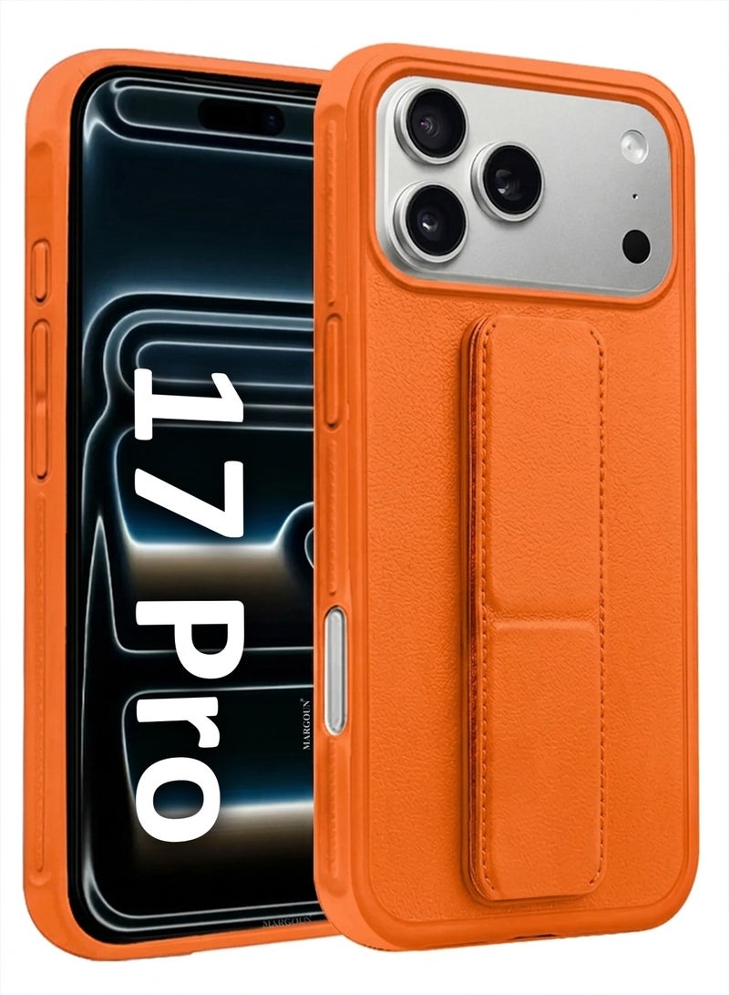 CATANES For iPhone 17 Pro Case Cover Finger Grip Holder Phone Car Magnetic Multi-function Shockproof Protective Case Two-in-One Phone Holder Case - Cosmic Orange - Image 3