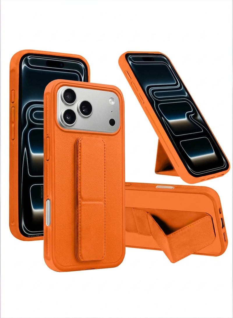 CATANES For iPhone 17 Pro Case Cover Finger Grip Holder Phone Car Magnetic Multi-function Shockproof Protective Case Two-in-One Phone Holder Case - Cosmic Orange - Image 1