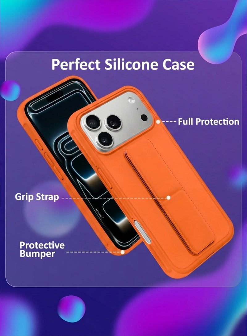 CATANES For iPhone 17 Pro Case Cover Finger Grip Holder Phone Car Magnetic Multi-function Shockproof Protective Case Two-in-One Phone Holder Case - Cosmic Orange - Image 4