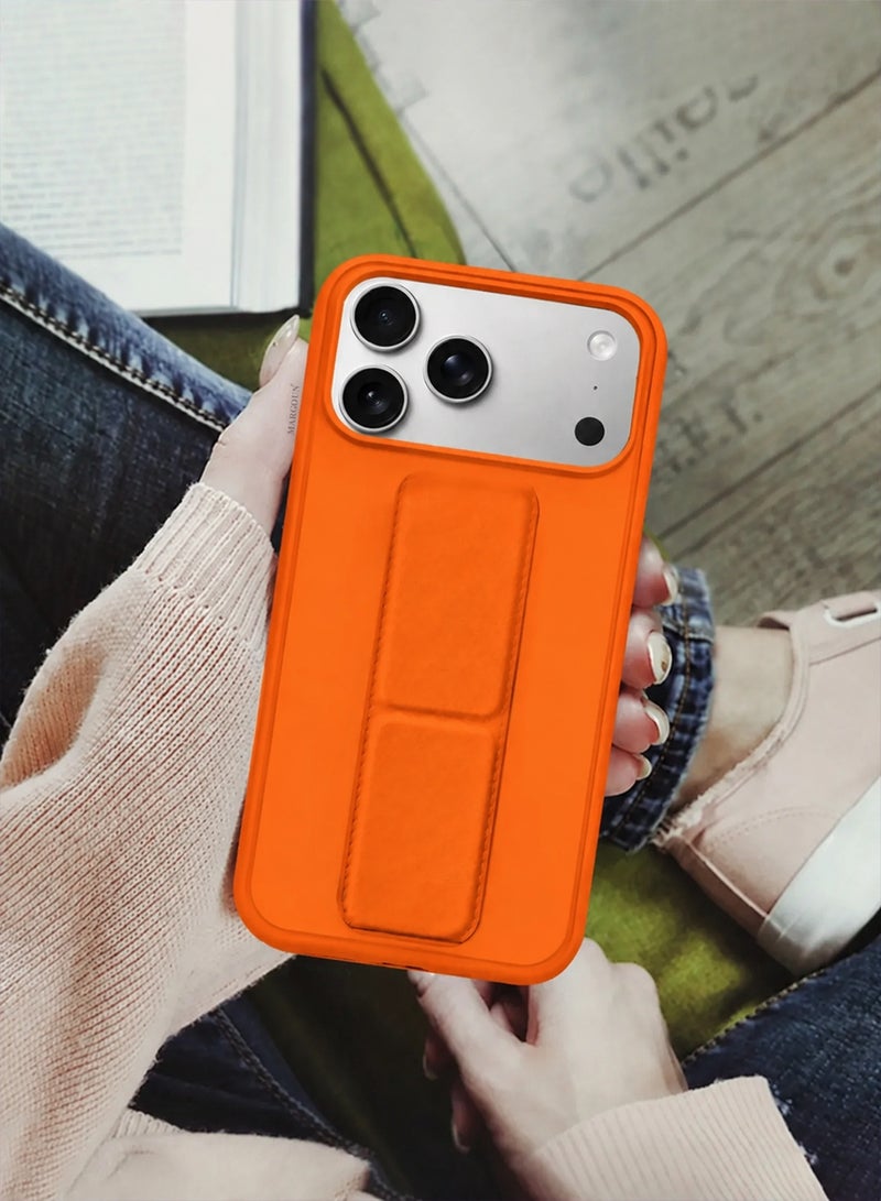 CATANES For iPhone 17 Pro Case Cover Finger Grip Holder Phone Car Magnetic Multi-function Shockproof Protective Case Two-in-One Phone Holder Case - Cosmic Orange - Image 5