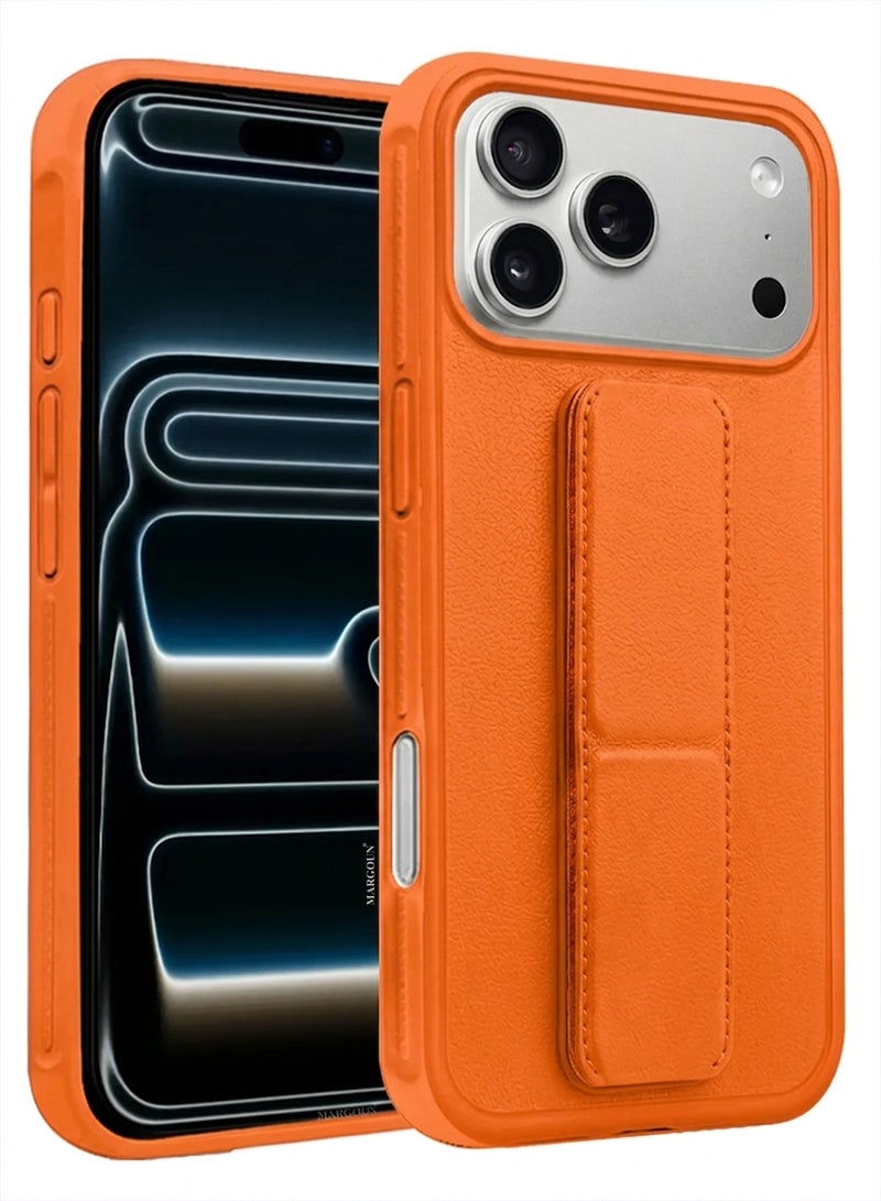 CATANES For iPhone 17 Pro Case Cover Finger Grip Holder Phone Car Magnetic Multi-function Shockproof Protective Case Two-in-One Phone Holder Case - Cosmic Orange - Image 2
