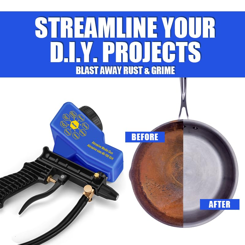 NANPU Light-Duty Air Sandblaster Gun Kit with Siphon & Gravity Feed, Ceramic Nozzle, Metal Body, for Small Project Surface Prep, Paint & Rust Removal, Metal/Wood/Glass Etching, Requires Air Compressor - Image 5