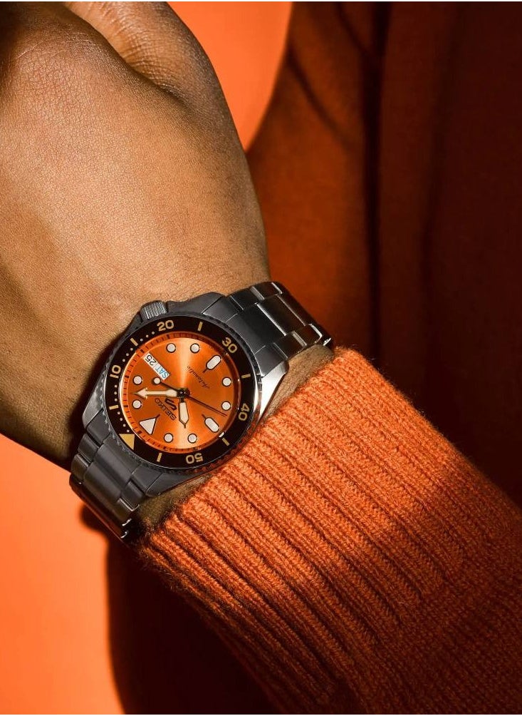 Seiko - 5 Sports Automatic Orange Dial Stainless Steel Men's Watch SRPK35K1 - Image 1