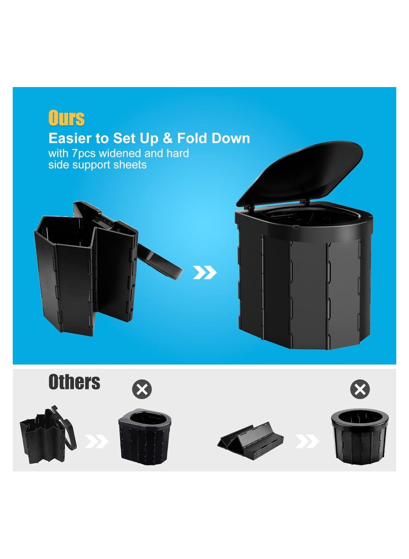 Camping Toilet Portable Foldable Toilet Travel Camping Hiking Boat Trips Beach Waterproof Long-Distance Car Mounted Toilet(Black) - Image 2