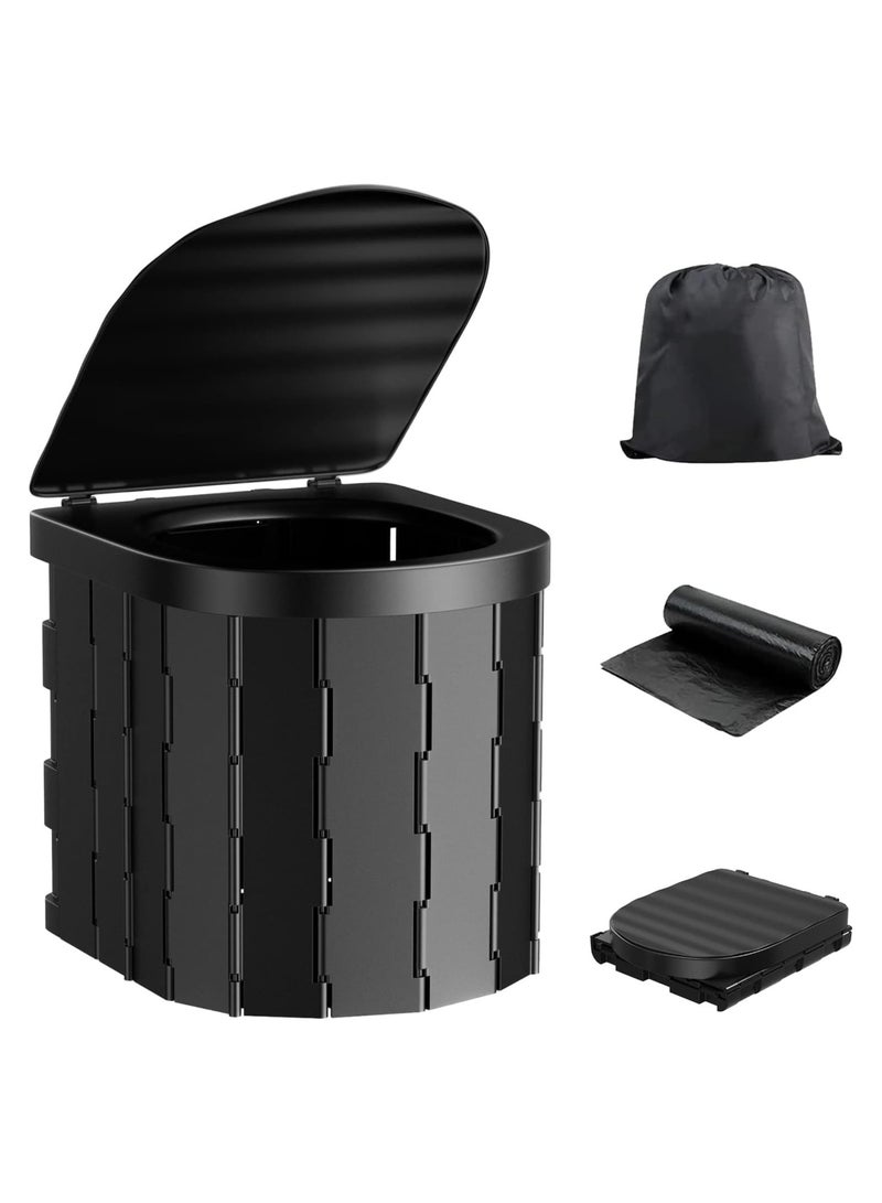 Camping Toilet Portable Foldable Toilet Travel Camping Hiking Boat Trips Beach Waterproof Long-Distance Car Mounted Toilet(Black) - Image 1