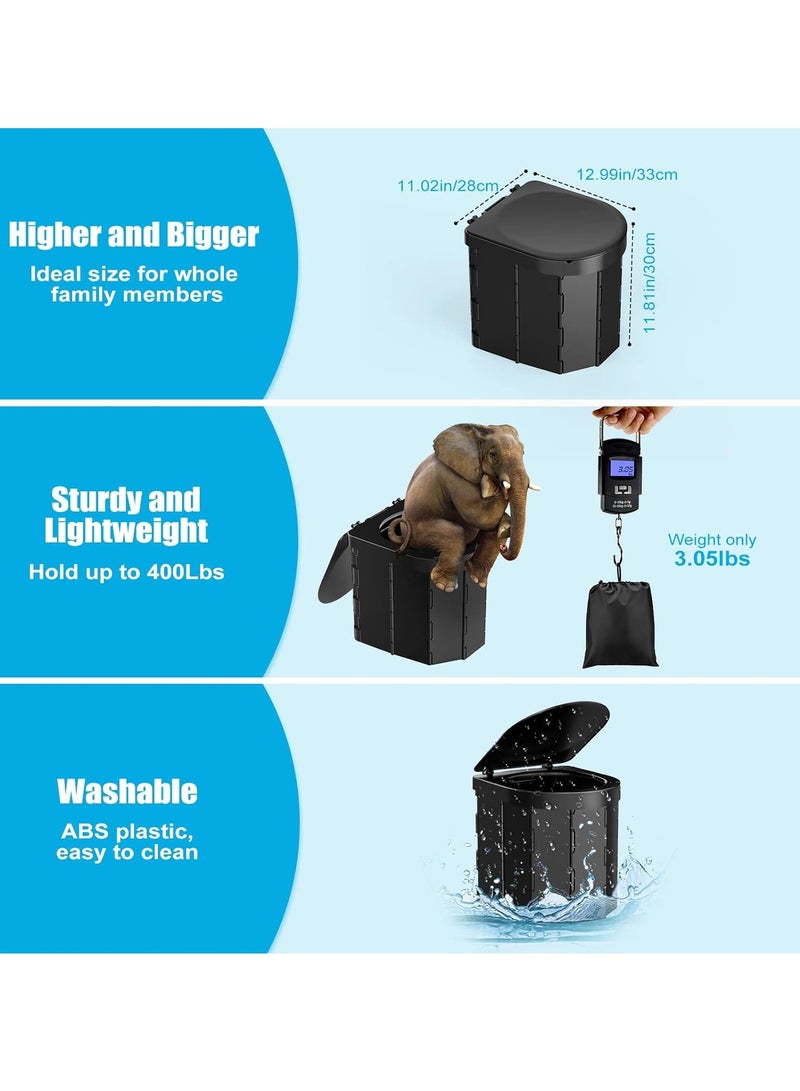 Camping Toilet Portable Foldable Toilet Travel Camping Hiking Boat Trips Beach Waterproof Long-Distance Car Mounted Toilet(Black) - Image 4