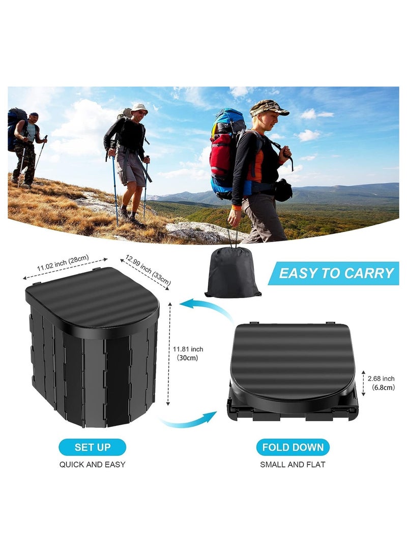 Camping Toilet Portable Foldable Toilet Travel Camping Hiking Boat Trips Beach Waterproof Long-Distance Car Mounted Toilet(Black) - Image 3
