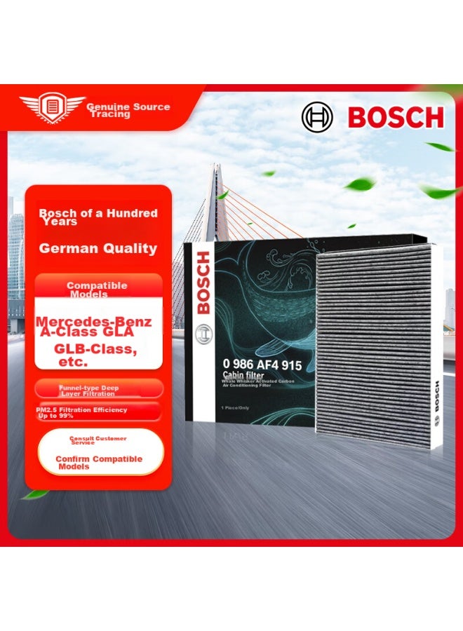 Bosch Activated Carbon Air Conditioning Filter, Car Air Conditioning Filter 0986af4915, Compatible With Mercedes-benz A-class, Gla/glb-class And Others - Image 1