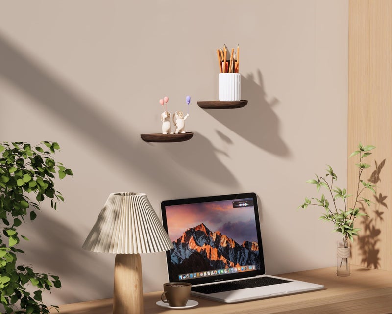 QsQueen Solid Wood Half Round Floating Wall Shelves | Elegant Floating Shelves, Elevate Your Space. Perfect for Living Rooms, Bathrooms, Bedrooms, Offices, Children's Rooms - Image 4