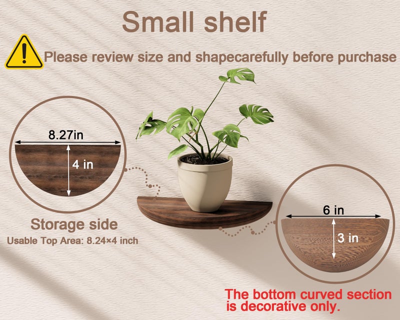 QsQueen Solid Wood Half Round Floating Wall Shelves | Elegant Floating Shelves, Elevate Your Space. Perfect for Living Rooms, Bathrooms, Bedrooms, Offices, Children's Rooms - Image 5