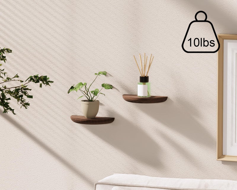 QsQueen Solid Wood Half Round Floating Wall Shelves | Elegant Floating Shelves, Elevate Your Space. Perfect for Living Rooms, Bathrooms, Bedrooms, Offices, Children's Rooms - Image 2