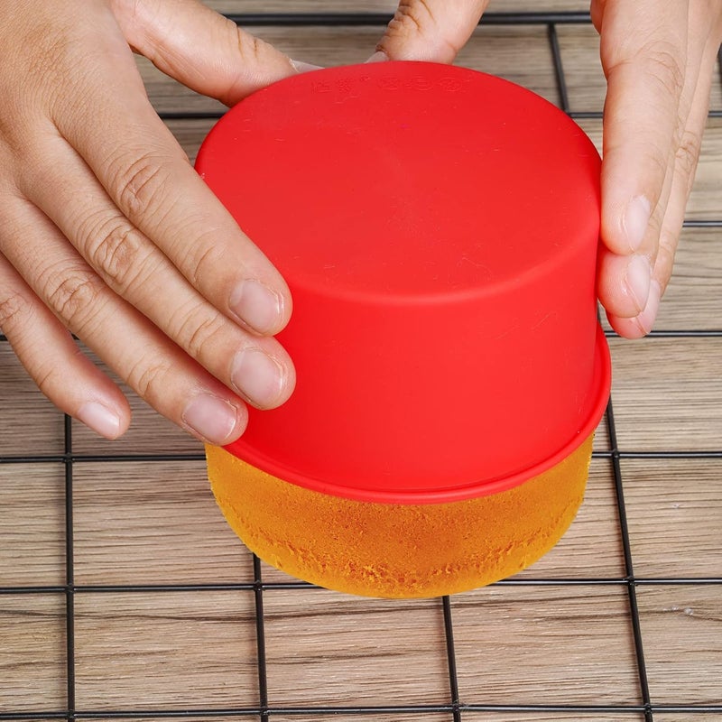 mifengda 12pcs Silicone Cake Mold Baking Round Cake Molds 4 Inch Non-Stick Baking Pan Kitchen Silicone Cake Molds for Baking(Red, 4inch) - Image 5