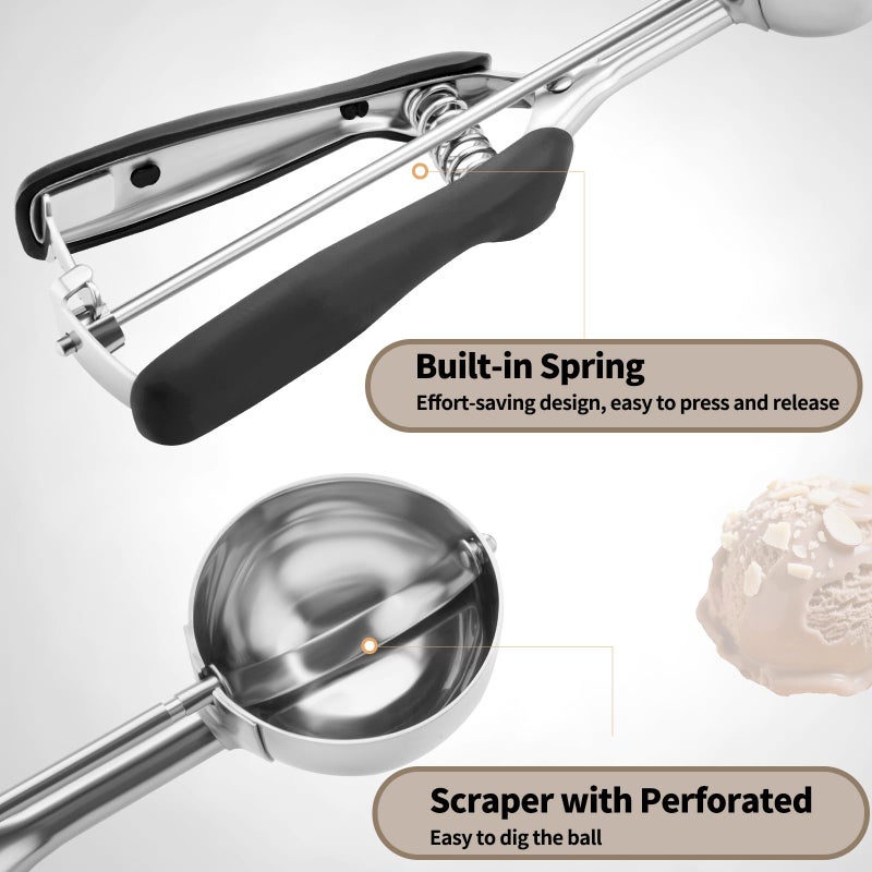 JETONN Large Cookie Scoop 3 Tablespoon  Size #20 Dough Scoops For Baking  Trigger Ice Cream Scooper  Stainless Steel Portion Scoop For Jumbo Cookies  Pancakes  Cupcakes  Meatballs - Image 3