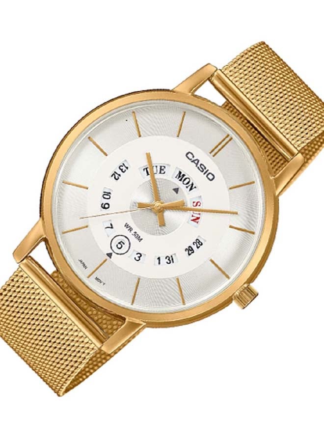 CASIO Men Watch - Analog Day And Date Display Dial White Dial Stainless Steel Mesh Bandd Mtp-B135B-1Avdf. - Image 3