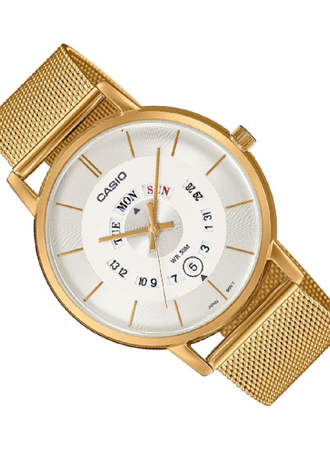 CASIO Men Watch - Analog Day And Date Display Dial White Dial Stainless Steel Mesh Bandd Mtp-B135B-1Avdf. - Image 2