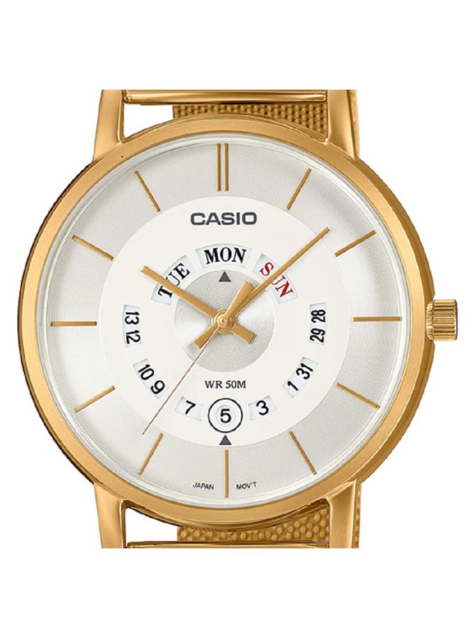 CASIO Men Watch - Analog Day And Date Display Dial White Dial Stainless Steel Mesh Bandd Mtp-B135B-1Avdf. - Image 4
