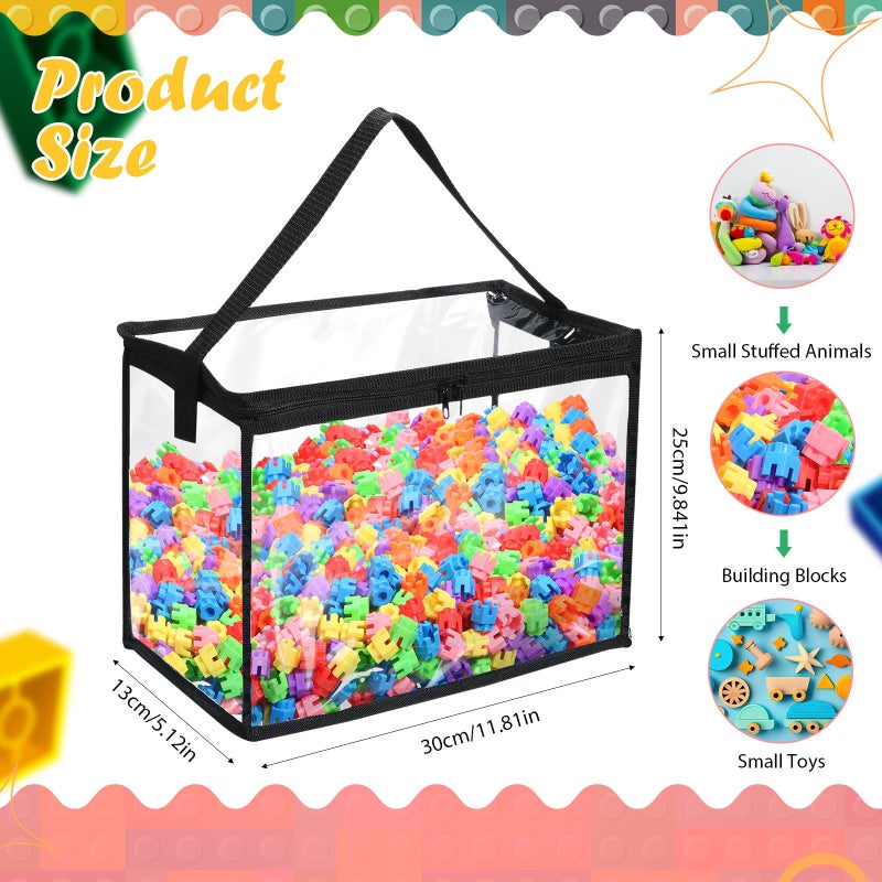 Clysee 6 Pcs Toy Storage Bags with Zipper Large Clear PVC Organizing Waterproof Toy Bags for Building Blocks Board Games and Beach Storage - Image 2