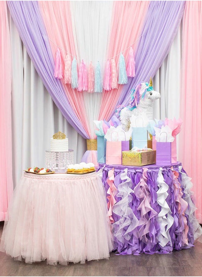 QueenDream - Chiffon Backdrop Curtain Pink Sheer Curtain Backdrop 5ft x 10ft 2 Pieces Wedding Party - Image 1